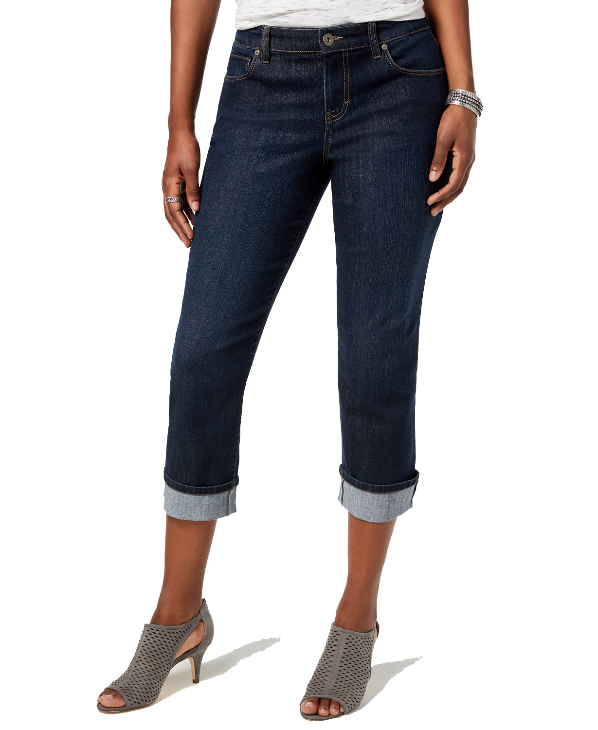 syv Mindful ressource Style & Co Women's Petite Curvy Cuffed Capri Jeans (4 Petite, Caneel)  191594519563 | eBay